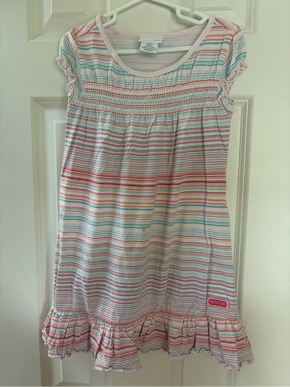 naartjie Striped Pink, Blue & Peach Ruffle-Trim Nightdress